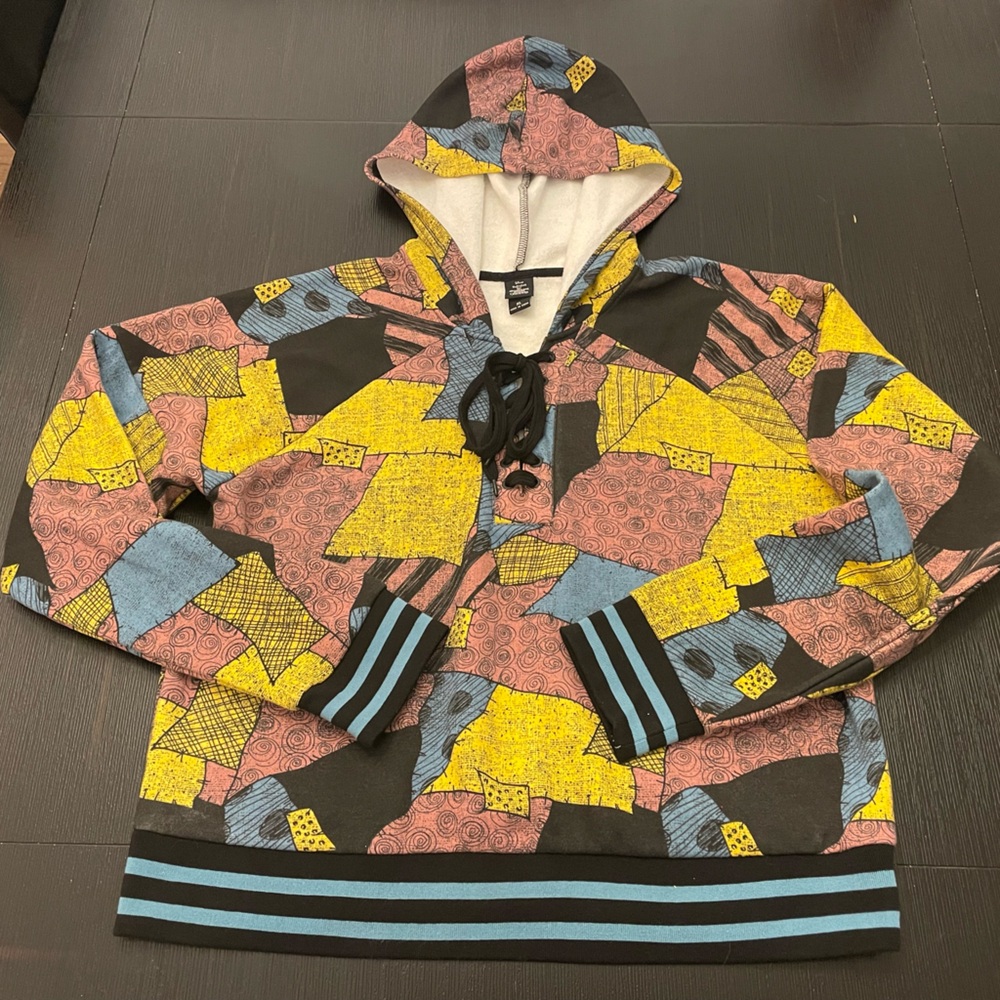 Disney The Nightmare Before Christmas Sally Patchwork Hoodie Sweatshirt Sz XL